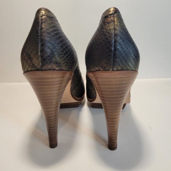 ELAINE TURNER  Size 9 Snakeskin Platform Stiletto 5" Heel Round Closed Toe - Picture 6 of 10